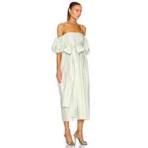 Cecilie Bahnsen Joel Mint Green Off Shoulder Belted Dress Womens Size US 6 UK 10